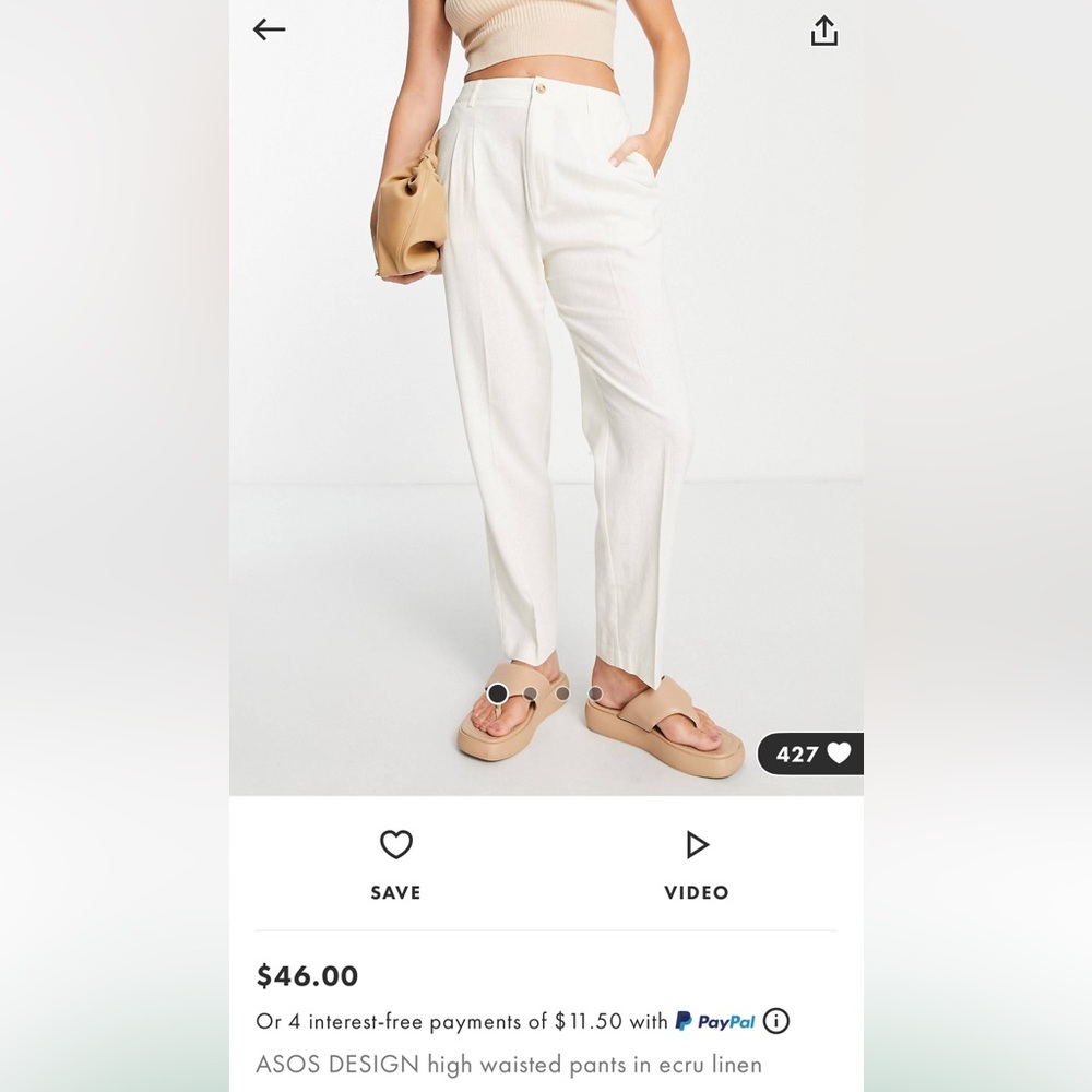 Asos High waisted Linen pants